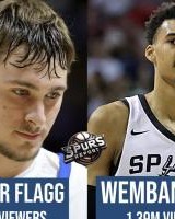 两位状元的热度弗拉格首秀观众112万低于文班亚马139万